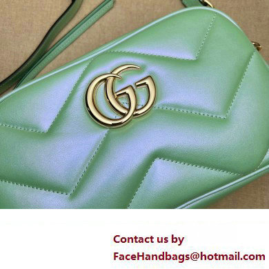 Gucci GG Marmont Small shoulder Camera Bag 447632 iridescent quilted chevron leather Green