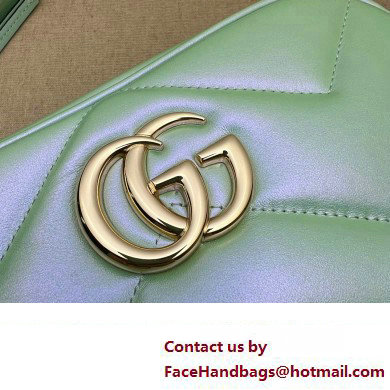 Gucci GG Marmont Small shoulder Camera Bag 447632 iridescent quilted chevron leather Green