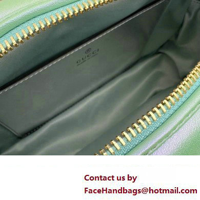 Gucci GG Marmont Small shoulder Camera Bag 447632 iridescent quilted chevron leather Green