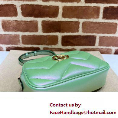 Gucci GG Marmont Small shoulder Camera Bag 447632 iridescent quilted chevron leather Green