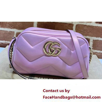 Gucci GG Marmont Small shoulder Camera Bag 447632 iridescent quilted chevron leather Pink