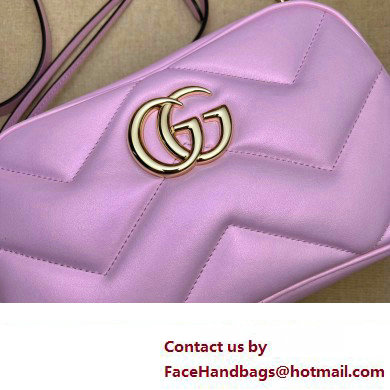 Gucci GG Marmont Small shoulder Camera Bag 447632 iridescent quilted chevron leather Pink