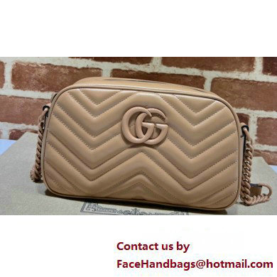 Gucci GG Marmont Small shoulder Camera Bag 447632 leather Nude with Brass hardware