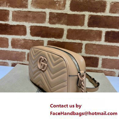 Gucci GG Marmont Small shoulder Camera Bag 447632 leather Nude with Brass hardware