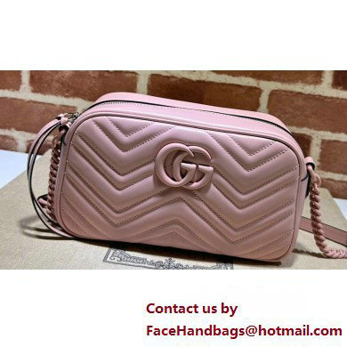 Gucci GG Marmont Small shoulder Camera Bag 447632 leather Pink with Brass hardware - Click Image to Close