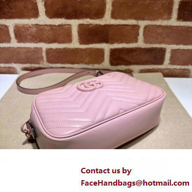 Gucci GG Marmont Small shoulder Camera Bag 447632 leather Pink with Brass hardware