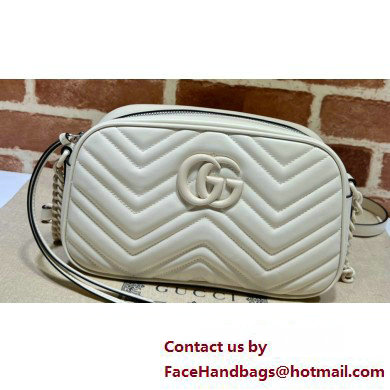 Gucci GG Marmont Small shoulder Camera Bag 447632 leather White with Brass hardware