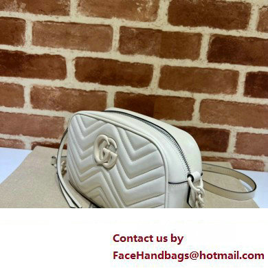 Gucci GG Marmont Small shoulder Camera Bag 447632 leather White with Brass hardware