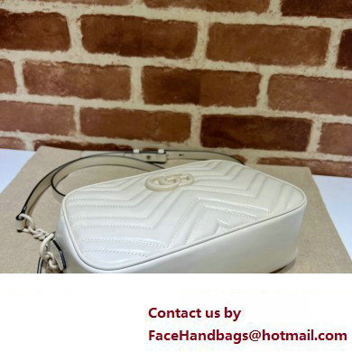 Gucci GG Marmont Small shoulder Camera Bag 447632 leather White with Brass hardware