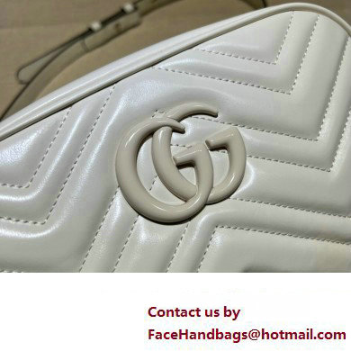 Gucci GG Marmont Small shoulder Camera Bag 447632 leather White with Brass hardware