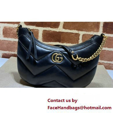 Gucci GG Marmont Small shoulder bag 777263 chevron leather Black - Click Image to Close