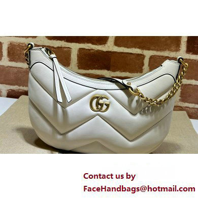 Gucci GG Marmont Small shoulder bag 777263 chevron leather White