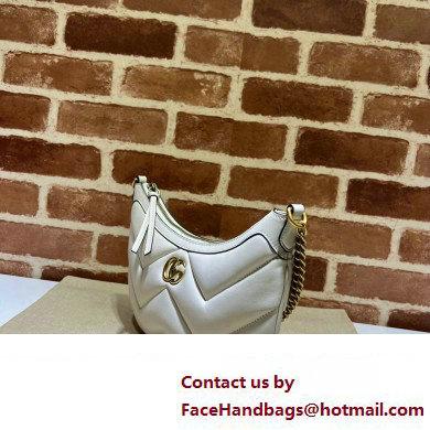 Gucci GG Marmont Small shoulder bag 777263 chevron leather White