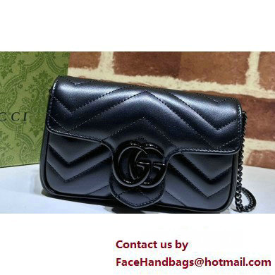 Gucci GG Marmont Super Mini shoulder bag 476433 leather Black with Brass hardware 2024