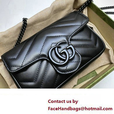 Gucci GG Marmont Super Mini shoulder bag 476433 leather Black with Brass hardware 2024