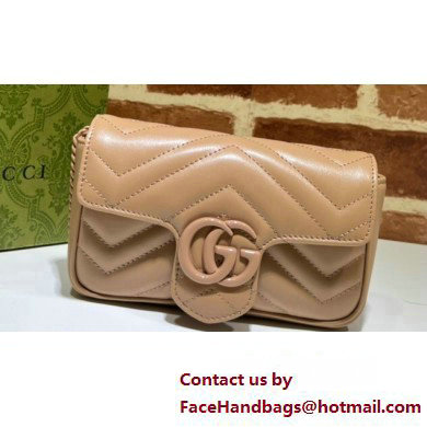 Gucci GG Marmont Super Mini shoulder bag 476433 leather Nude with Brass hardware 2024