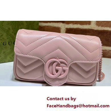 Gucci GG Marmont Super Mini shoulder bag 476433 leather Pink with Brass hardware 2024