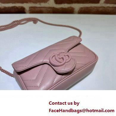 Gucci GG Marmont Super Mini shoulder bag 476433 leather Pink with Brass hardware 2024