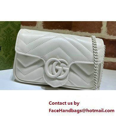 Gucci GG Marmont Super Mini shoulder bag 476433 leather White with Brass hardware 2024 - Click Image to Close