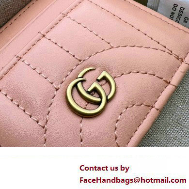 Gucci GG Marmont card case 443127 Leather Peach