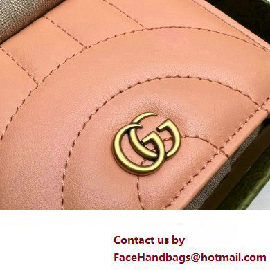 Gucci GG Marmont card case wallet 466492 Leather Peach