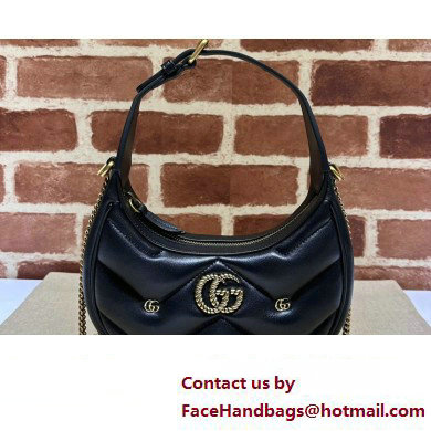 Gucci GG Marmont half-moon-shaped Mini bag 770983 Leather Black with small Double G studs 2024 - Click Image to Close