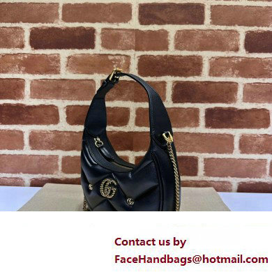 Gucci GG Marmont half-moon-shaped Mini bag 770983 Leather Black with small Double G studs 2024