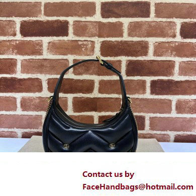 Gucci GG Marmont half-moon-shaped Mini bag 770983 Leather Black with small Double G studs 2024