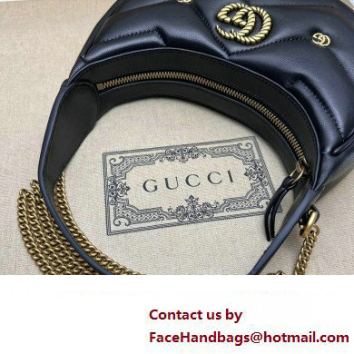 Gucci GG Marmont half-moon-shaped Mini bag 770983 Leather Black with small Double G studs 2024