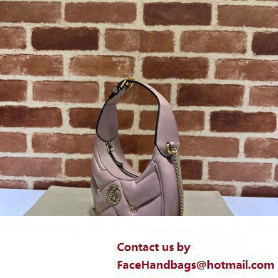 Gucci GG Marmont half-moon-shaped Mini bag 770983 Leather Nude Pink with small Double G studs 2024