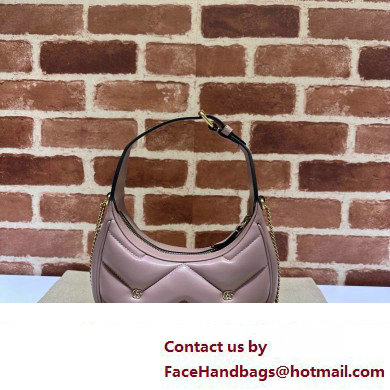 Gucci GG Marmont half-moon-shaped Mini bag 770983 Leather Nude Pink with small Double G studs 2024