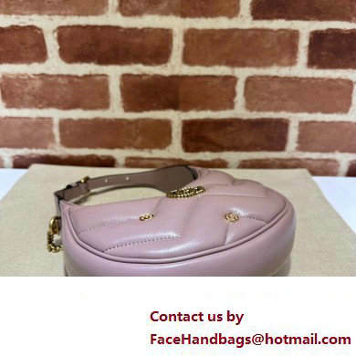 Gucci GG Marmont half-moon-shaped Mini bag 770983 Leather Nude Pink with small Double G studs 2024