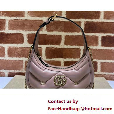 Gucci GG Marmont half-moon-shaped Mini bag 770983 Leather Nude Pink with small Double G studs 2024