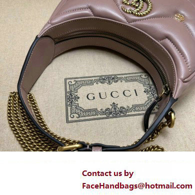 Gucci GG Marmont half-moon-shaped Mini bag 770983 Leather Nude Pink with small Double G studs 2024