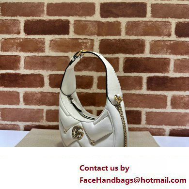 Gucci GG Marmont half-moon-shaped Mini bag 770983 Leather White with small Double G studs 2024