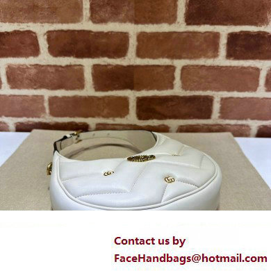 Gucci GG Marmont half-moon-shaped Mini bag 770983 Leather White with small Double G studs 2024