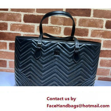 Gucci GG Marmont large tote bag 739684 matelasse chevron leather Black 2024 - Click Image to Close