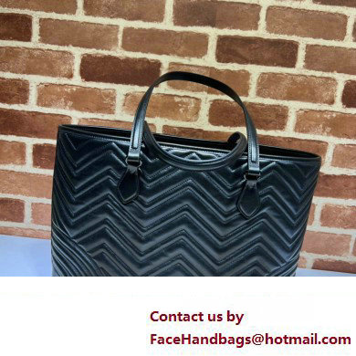 Gucci GG Marmont large tote bag 739684 matelasse chevron leather Black 2024