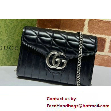 Gucci GG Marmont matelasse mini Bag 474575 leather Black with Antique silver-toned hardware