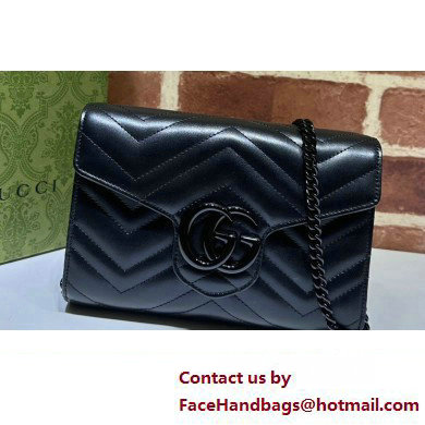 Gucci GG Marmont matelasse mini Bag 474575 leather Black with Brass hardware - Click Image to Close