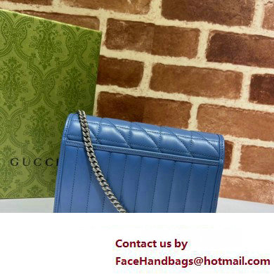 Gucci GG Marmont matelasse mini Bag 474575 leather Blue with Antique silver-toned hardware