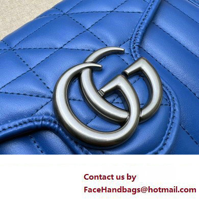 Gucci GG Marmont matelasse mini Bag 474575 leather Blue with Antique silver-toned hardware