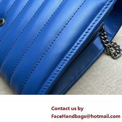 Gucci GG Marmont matelasse mini Bag 474575 leather Blue with Antique silver-toned hardware