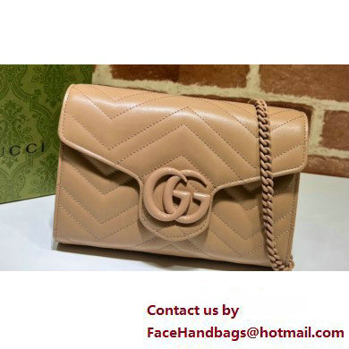 Gucci GG Marmont matelasse mini Bag 474575 leather Nude with Brass hardware - Click Image to Close