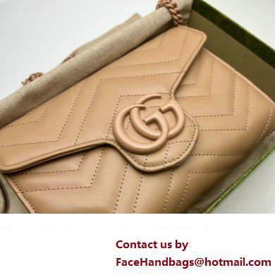 Gucci GG Marmont matelasse mini Bag 474575 leather Nude with Brass hardware