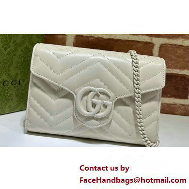 Gucci GG Marmont matelasse mini Bag 474575 leather White with Brass hardware - Click Image to Close