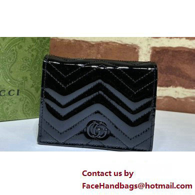 Gucci GG Marmont patent Card Case Wallet 466492 Black 2024