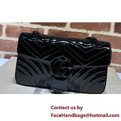 Gucci GG Marmont patent Small shoulder bag 443497 Black 2024