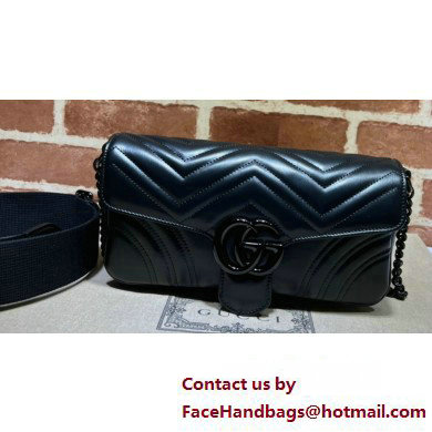 Gucci GG Marmont shoulder bag 734814 leather Black with Brass hardware 2024