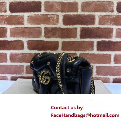 Gucci GG Marmont small shoulder bag 443497 Leather Black with small Double G studs 2024